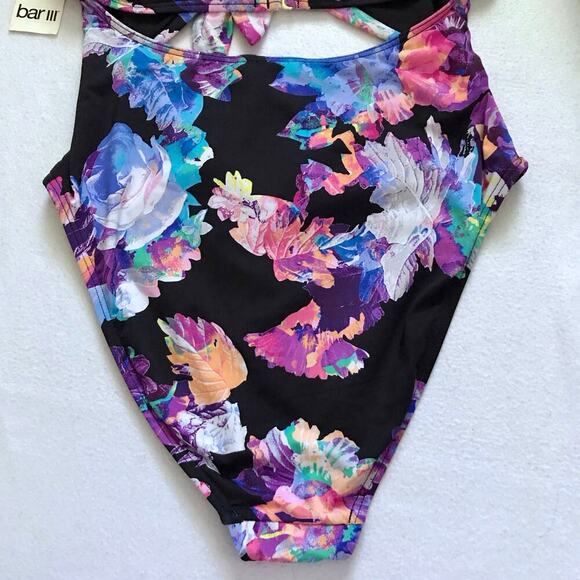 Bar III NWT Cut Out Floral Swimwear Women L - Picture 8 of 11